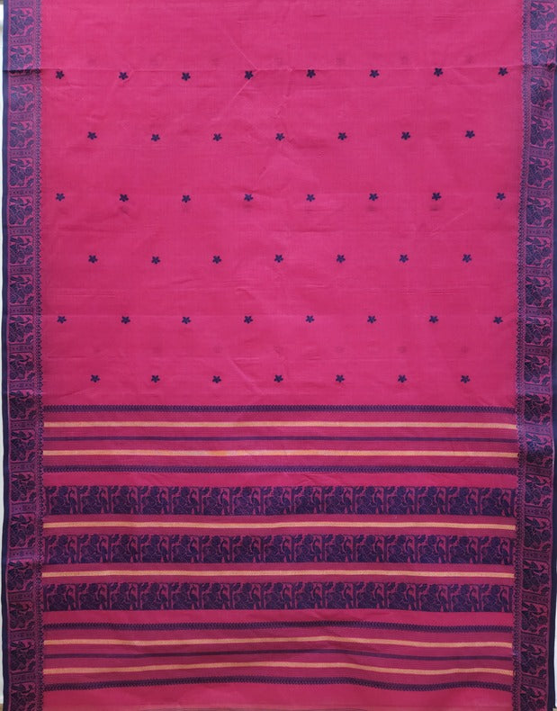 Off White & Red, traditional cotton Jacquard weave saree Balaram Saha