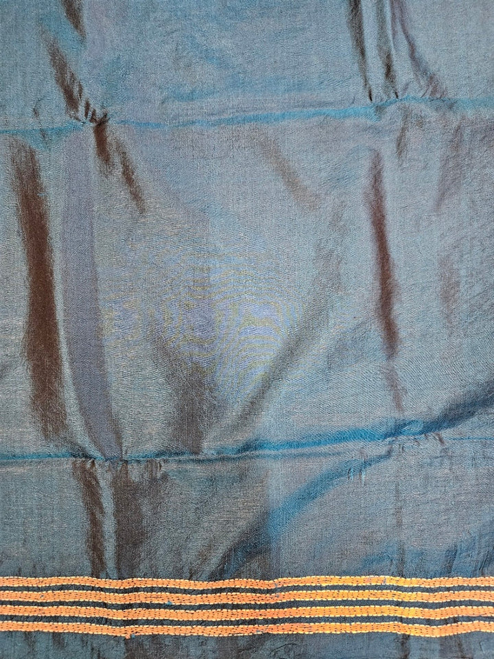 Balaram Saha’s Elegant Royal Blue Kantha Silk Saree – Handstitched Perfection Balaram Saha