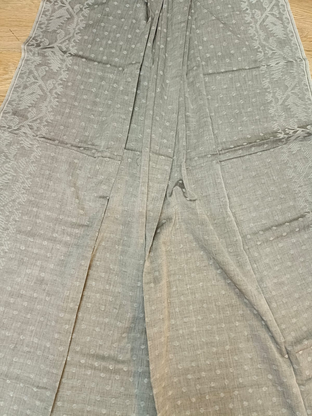 Cotton 2 Piece Dhakai Set Grey & White – Balaram Saha