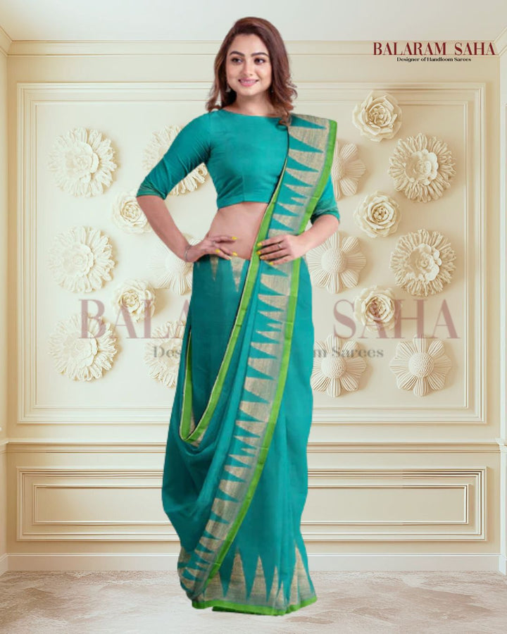 Aqua Blue & Green Handloom Premium Cotton Saree With Temple Border Balaram Saha (handloom saree, cotton saree, handloom cotton saree, balaram saha online, handloom sarees, balaram saha handloom saree store photos, balaram saha handloom saree store, cotton handloom saree, bengal handloom sarees, pure cotton, cotton saree for women, cotton saree online) https://elpais.com/