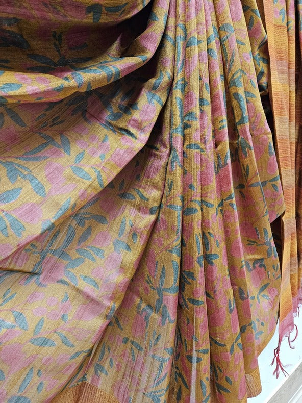 Balaram Saha: A Burst of Sunshine - Mustard Handloom Tussar Silk Saree - (handloom saree, silk saree, handloom silk saree, balaram saha online, silk sarees, silk handloom saree, bengal handloom sarees, pure silk, tussar silk saree, pure tussar silk sarees, tussar silk sarees, silk saree online)    https://getbootstrap.com/