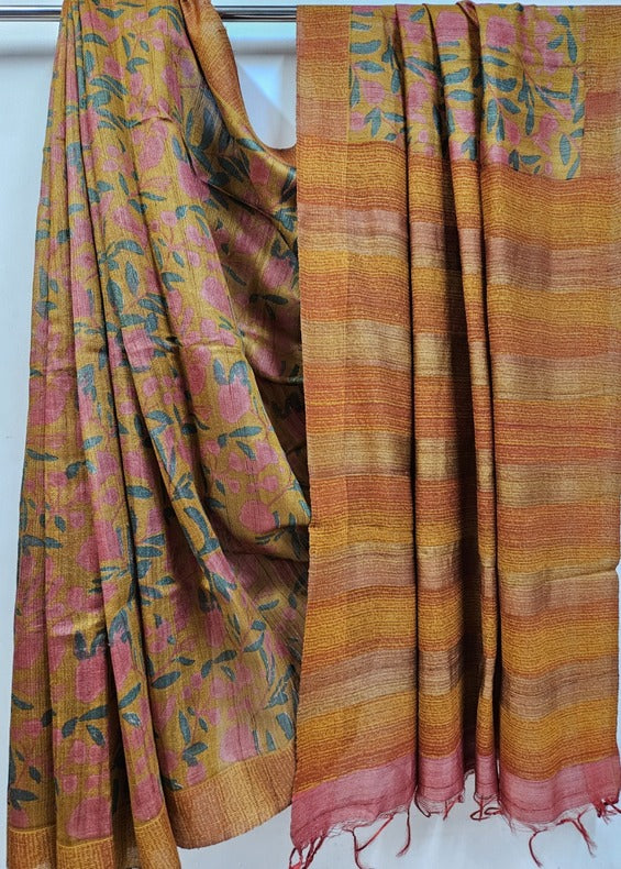 Balaram Saha: A Burst of Sunshine - Mustard Handloom Tussar Silk Saree - (handloom saree, silk saree, handloom silk saree, balaram saha online, silk sarees, silk handloom saree, bengal handloom sarees, pure silk, tussar silk saree, pure tussar silk sarees, tussar silk sarees, silk saree online)    https://www.express.co.uk/