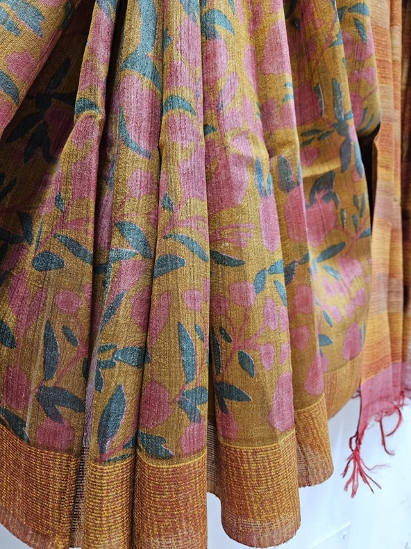 Balaram Saha: A Burst of Sunshine - Mustard Handloom Tussar Silk Saree - (handloom saree, silk saree, handloom silk saree, balaram saha online, silk sarees, silk handloom saree, bengal handloom sarees, pure silk, tussar silk saree, pure tussar silk sarees, tussar silk sarees, silk saree online)    https://www.dotdashmeredith.com/
