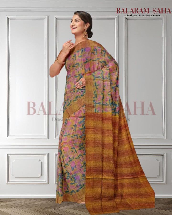 Balaram Saha: A Burst of Sunshine - Mustard Handloom Tussar Silk Saree - (handloom saree, silk saree, handloom silk saree, balaram saha online, silk sarees, silk handloom saree, bengal handloom sarees, pure silk, tussar silk saree, pure tussar silk sarees, tussar silk sarees, silk saree online)     https://www.businessinsider.in/?r=US&IR=T