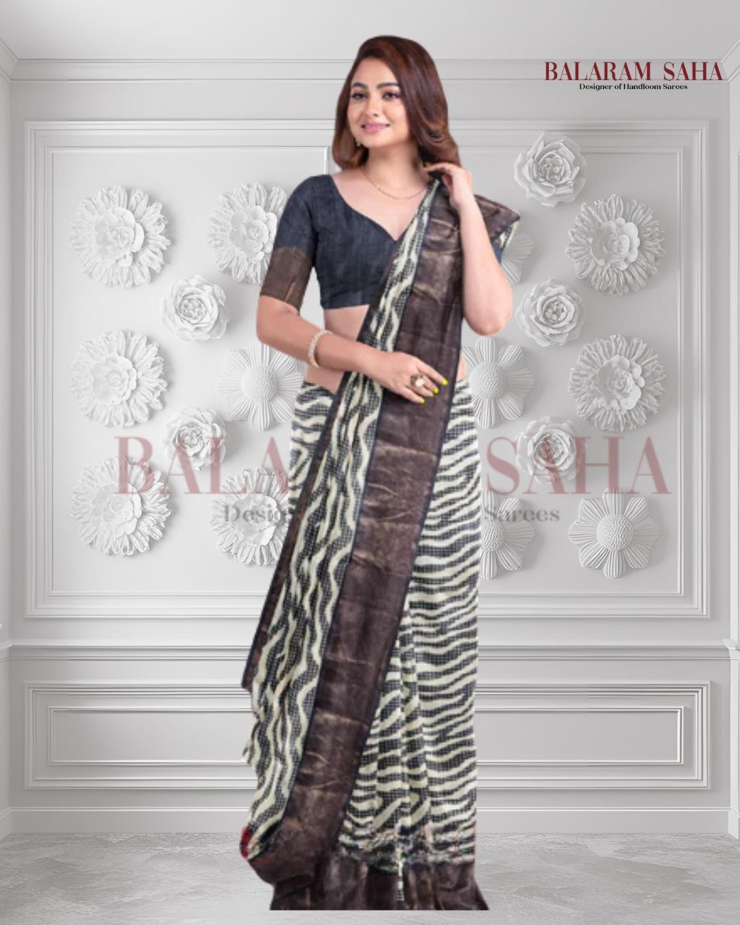 Balaram Saha Heritage Off White & Black Premium Tussar Silk Saree  - (handloom saree, silk saree, handloom silk saree, balaram saha online, silk sarees, silk handloom saree, bengal handloom sarees, pure silk, silk saree online, tussar silk saree, tussar silk)     https://pl.wikipedia.org/wiki/Wikipedia:Strona_g%C5%82%C3%B3wna