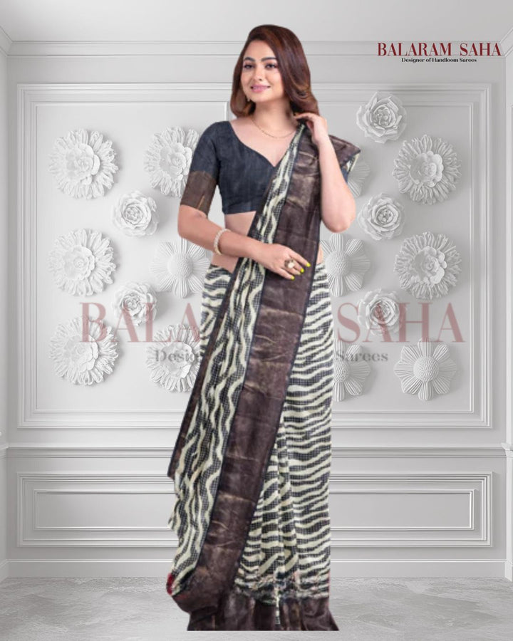 Balaram Saha Heritage Off White & Black Premium Tussar Silk Saree  - (handloom saree, silk saree, handloom silk saree, balaram saha online, silk sarees, silk handloom saree, bengal handloom sarees, pure silk, silk saree online, tussar silk saree, tussar silk)     https://pl.wikipedia.org/wiki/Wikipedia:Strona_g%C5%82%C3%B3wna