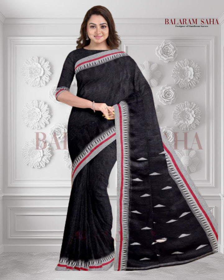 Balaram Saha Presents: Black & White Premium Handloom Linen Saree with Woven Border  - (handloom saree, cotton sarees, handloom cotton saree, balaram saha online, handloom sarees, latest handloom cotton sarees, pure handloom cotton sarees, cotton handloom saree, kolkata cotton saree, pure cotton, white cotton saree, cotton saree online, khadi cotton saree, cotton saree collection, bangladeshi cotton saree, saree cotton saree, bengal cotton sarees in Kolkata, bengali cotton saree) https://www.apple.com/