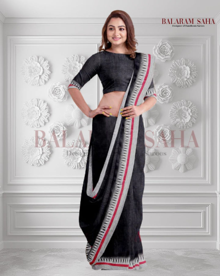 Balaram Saha Presents: Black & White Premium Handloom Linen Saree with Woven Border  - (handloom saree, cotton sarees, handloom cotton saree, balaram saha online, handloom sarees, latest handloom cotton sarees, pure handloom cotton sarees, cotton handloom saree, kolkata cotton saree, pure cotton, white cotton saree, cotton saree online, khadi cotton saree, cotton saree collection, bangladeshi cotton saree, saree cotton saree, bengal cotton sarees in Kolkata, bengali cotton saree) https://www.youtube.com/