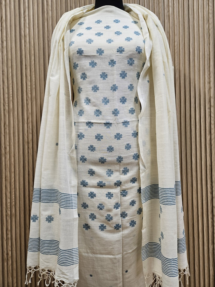 Experience Luxury with Balaram Saha's Soft Cotton Handwoven 2 Piece Unstitched Jamdani Kurta Sets