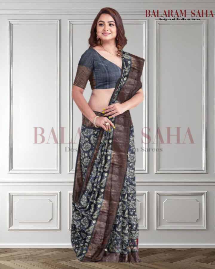 Balaram Saha Traditional: Black & Beige Premium Tussar Silk Saree - (handloom saree, silk saree, handloom silk saree, balaram saha online, silk sarees, silk handloom saree, bengal handloom sarees, pure silk, silk saree online, tussar silk saree, tussar silk)    https://www.wikihow.com/Main-Page