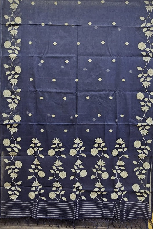 Balaram Saha's Indigo Blue Dream: Handwoven Cotton Jamdani Saree - handloom saree, jamdani saree, jamdani sarees, cotton jamdani saree, jamdani cotton saree, handloom cotton saree, balaram saha online, jamdani saree online, soft jamdani saree, dhakai jamdani saree, dhakai jamdani saree, Jamdani Border Saree, handloom saree   https://id.wikipedia.org/wiki/Halaman_Utama