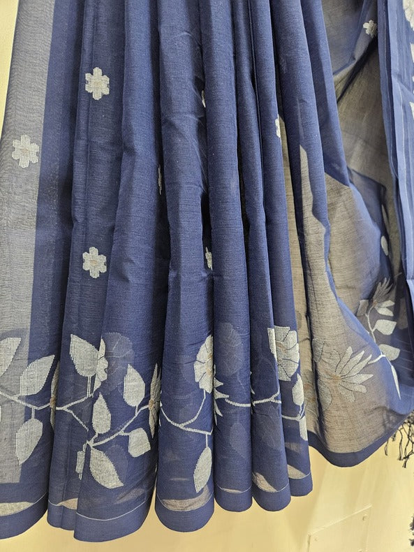 Balaram Saha's Indigo Blue Dream: Handwoven Cotton Jamdani Saree - handloom saree, jamdani saree, jamdani sarees, cotton jamdani saree, jamdani cotton saree, handloom cotton saree, balaram saha online, jamdani saree online, soft jamdani saree, dhakai jamdani saree, dhakai jamdani saree, Jamdani Border Saree, handloom saree    https://pl.wikipedia.org/wiki/Wikipedia:Strona_g%C5%82%C3%B3wna
