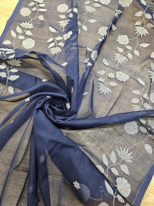 Balaram Saha's Indigo Blue Dream: Handwoven Cotton Jamdani Saree - handloom saree, jamdani saree, jamdani sarees, cotton jamdani saree, jamdani cotton saree, handloom cotton saree, balaram saha online, jamdani saree online, soft jamdani saree, dhakai jamdani saree, dhakai jamdani saree, Jamdani Border Saree, handloom saree    https://www.namebright.com/