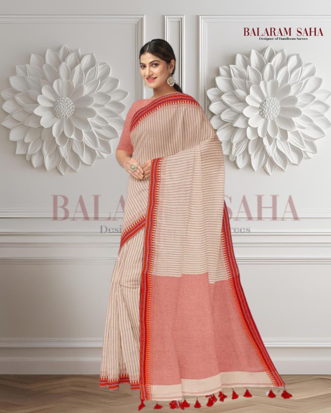 Off White &  Soft Handloom Cotton Saree Balaram Saha