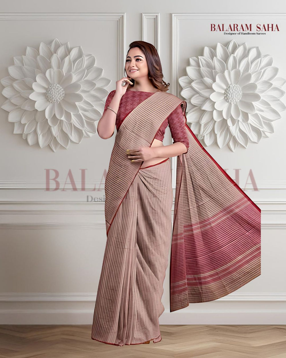 Balaram Saha Elegance Handloom Dhonekali Cotton Tanchoi Saree Balaram Saha