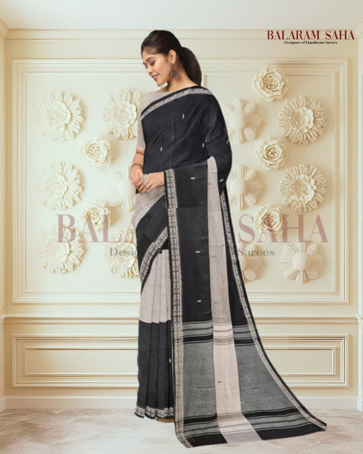 Black Handloom Soft Traditional Dhonekali Cotton Saree From Balaram Saha (handloom saree, cotton saree, handloom cotton saree, balaram saha online, handloom sarees, balaram saha handloom saree store photos, balaram saha handloom saree store, cotton handloom saree, bengal handloom sarees, pure cotton, cotton saree for women, cotton saree online)  https://themeghalayan.com/best-saree-shops-in-kolkata/