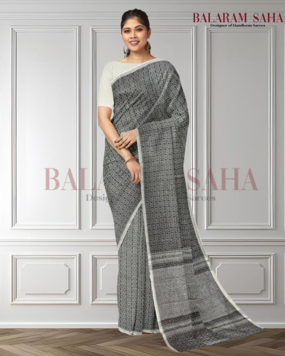 Balaram Saha Black & White Dhonekali Cotton Saree - Timeless Elegance (handloom saree, cotton saree, handloom cotton saree, balaram saha online, handloom sarees, balaram saha handloom saree store photos, balaram saha handloom saree store, cotton handloom saree, bengal handloom sarees, pure cotton, cotton saree for women, cotton saree online)  https://www.dailystar.co.uk/