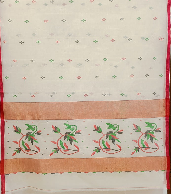 Classic White & Red Handloom Cotton Jamdani Saree by Balaram Saha - (handloom saree, cotton saree, handloom cotton saree, balaram saha online, handloom sarees, balaram saha handloom saree store photos, balaram saha handloom saree store, cotton handloom saree, bengal handloom sarees, pure cotton, cotton saree for women, cotton saree online)       https://www.lavanguardia.com/