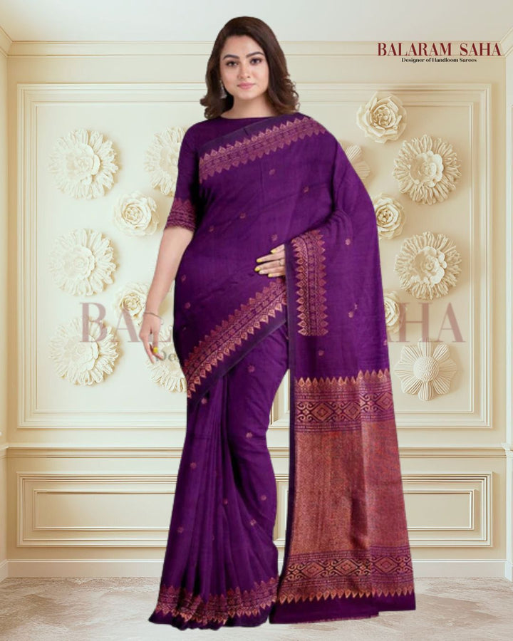 Deep Purple & Copper Zari Reign: Handloom Cotton Banarasi by Balaram Saha (handloom saree, cotton saree, handloom cotton saree, balaram saha online, handloom sarees, balaram saha handloom saree store photos, balaram saha handloom saree store, cotton handloom saree, bengal handloom sarees, pure cotton, Zari border, handloom cotton saree with zari border, soft cotton saree with zari border, cotton saree for women, cotton saree online)   https://www.scribd.com/