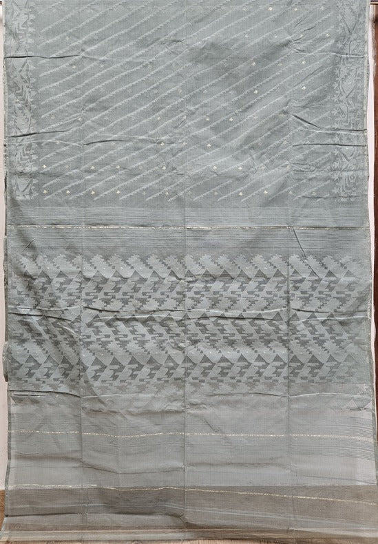 Dhakai Jamdani Green Handwoven Soft Jamdani Saree (handloom saree, jamdani saree, jamdani sarees, cotton jamdani saree, jamdani cotton saree, handloom cotton saree, balaram saha online, jamdani saree online, soft jamdani saree, dhakai jamdani saree, dhakai jamdani saree, Jamdani Border Saree)