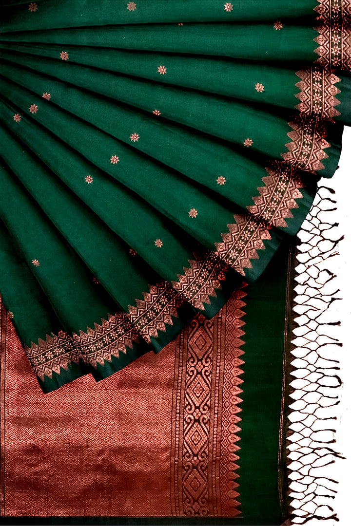 Green and Copper Soft Handloom Cotton Banarasi Saree - By Balaram Saha - (handloom saree, cotton saree, handloom cotton saree, balaram saha online, handloom sarees, balaram saha handloom saree store photos, balaram saha handloom saree store, cotton handloom saree, bengal handloom sarees, pure cotton, Zari border, handloom cotton saree with zari border, soft cotton saree with zari border, cotton saree for women, cotton saree online)  https://de.wikipedia.org/wiki/Wikipedia:Hauptseite