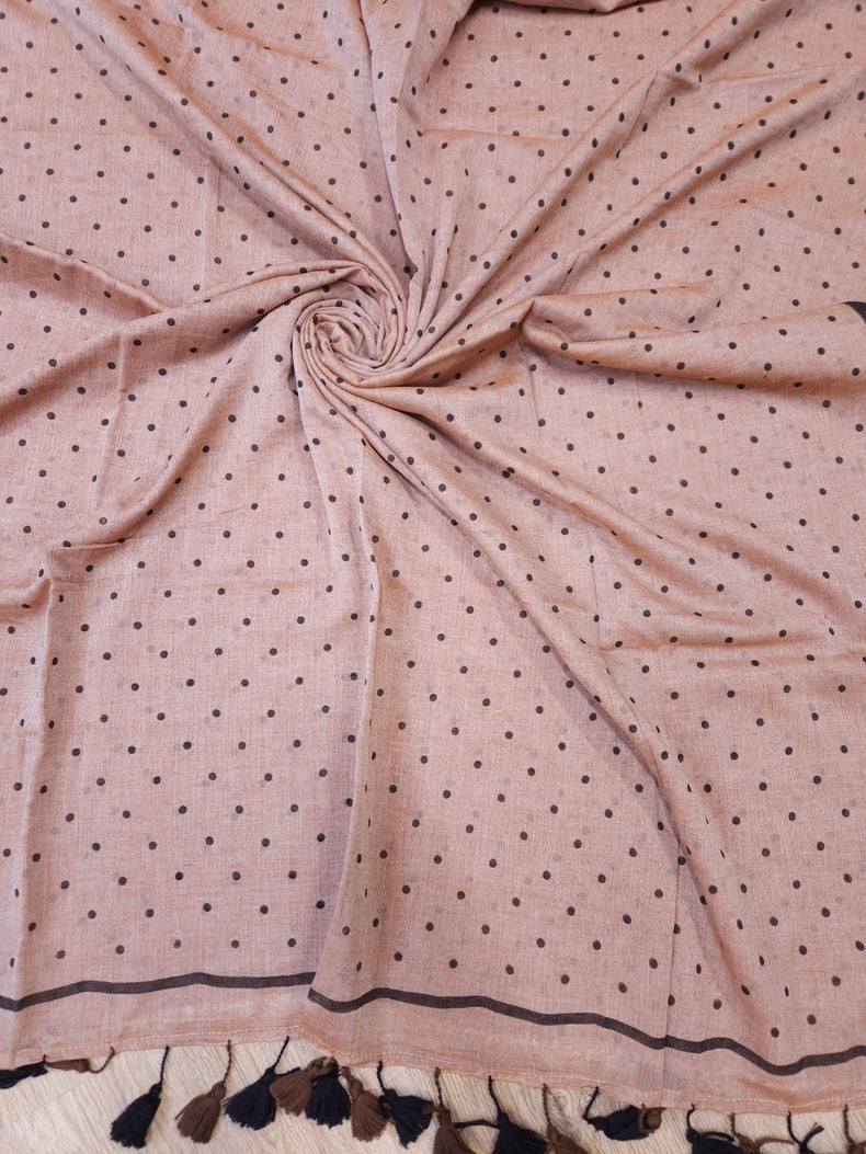 Light Brown Foft handloom Mul Cotton Comfart Wear Saree Balaram Saha