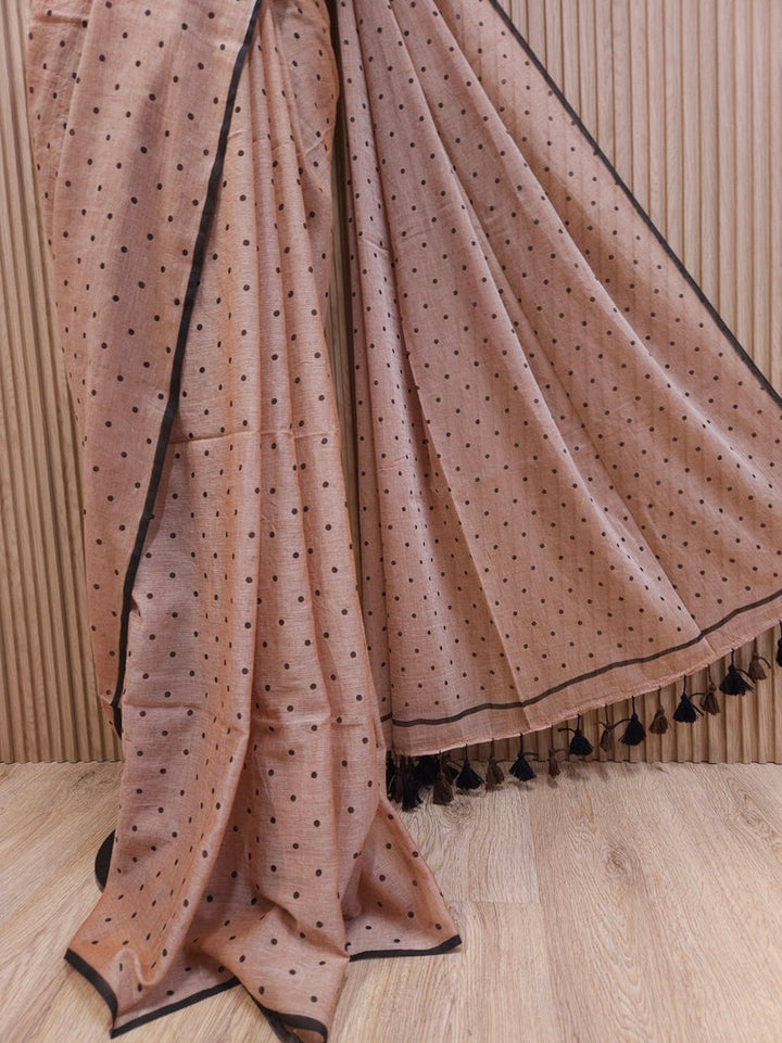 Light Brown Foft handloom Mul Cotton Comfart Wear Saree Balaram Saha