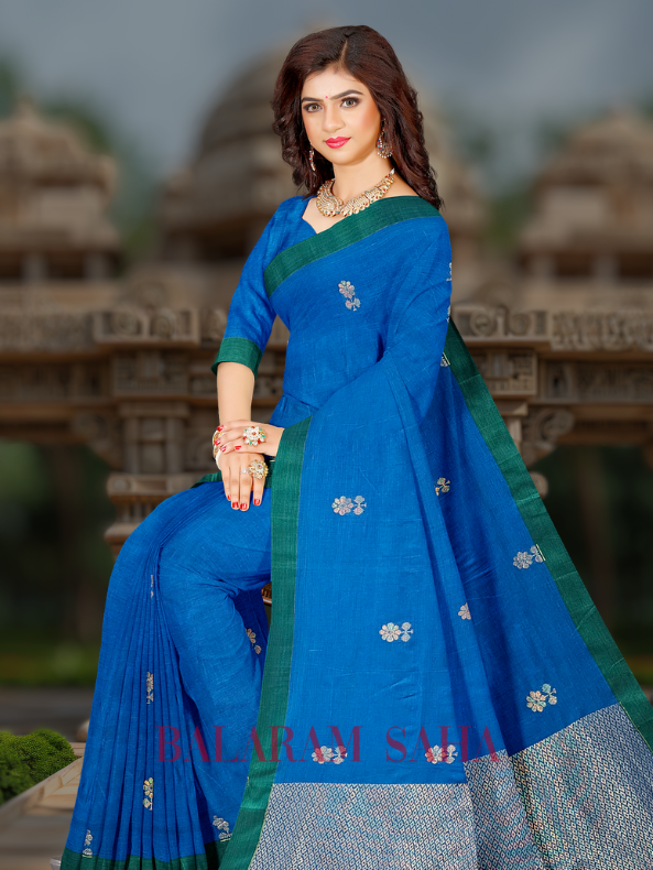 Handloom Heaven: Balaram Saha's Blue & Green Premium Handloom Cotton Saree (handloom saree, cotton saree, handloom cotton saree, balaram saha online, handloom sarees, balaram saha handloom saree store photos, balaram saha handloom saree store, cotton handloom saree, bengal handloom sarees, pure cotton, cotton saree for women, cotton saree online)   https://authorstream.com/