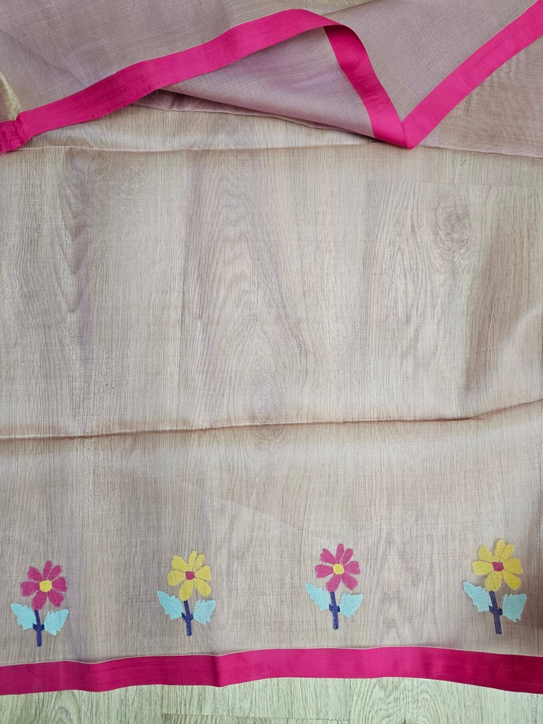 Onion Pink & Magenta Handwoven Muslin Silk Jamdani Saree Balaram Saha