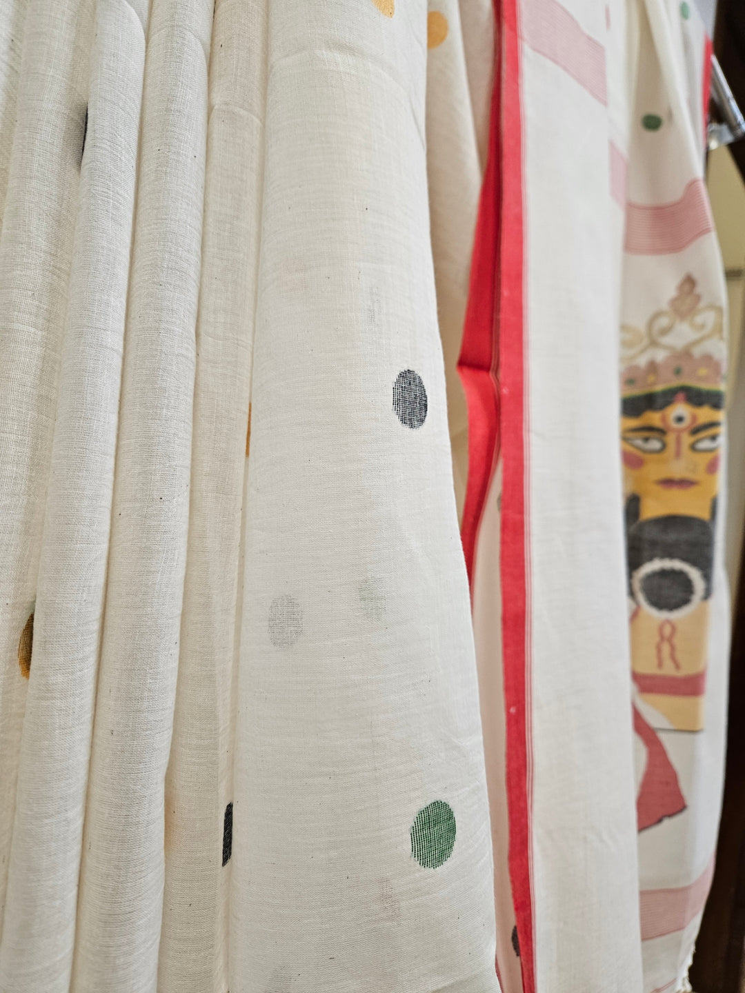 Handspun Handwoven Maa Durga Cotton Jamdani Saree By Balaram Saha - (dhakai jamdani saree, jamdani saree, jamdani sarees, cotton jamdani saree, jamdani cotton saree, handloom cotton saree, balaram saha online, jamdani saree online, soft jamdani saree, muslin jamdani saree, original dhakai jamdani saree, jamdani sarees, soft dhakai jamdani saree, white jamdani saree, jamdani saree bangladesh )