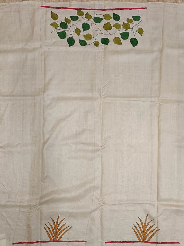 Pure Tussar Silk Kantha Stitch saree with Multi Colour cute Owls 🦉 Handstitched Balaram Saha