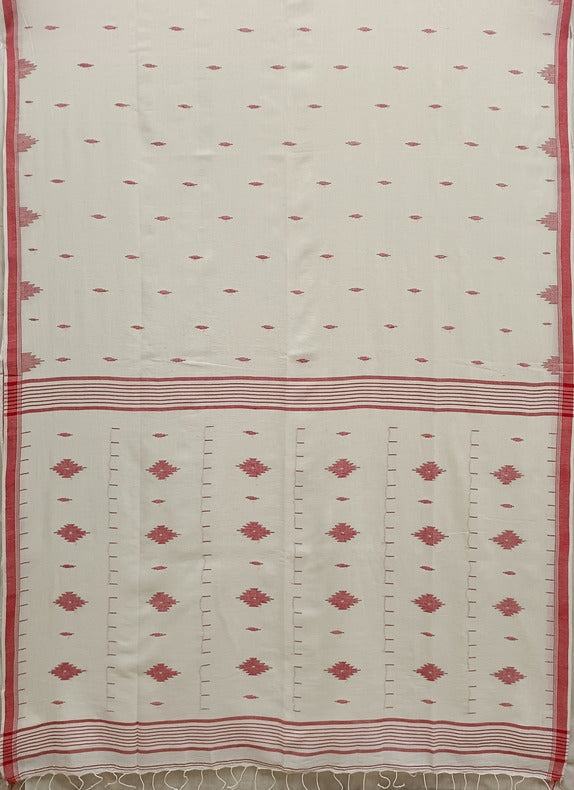 Handspun Soft Cotton Handwoven Jamdani Saree Balaram Saha
