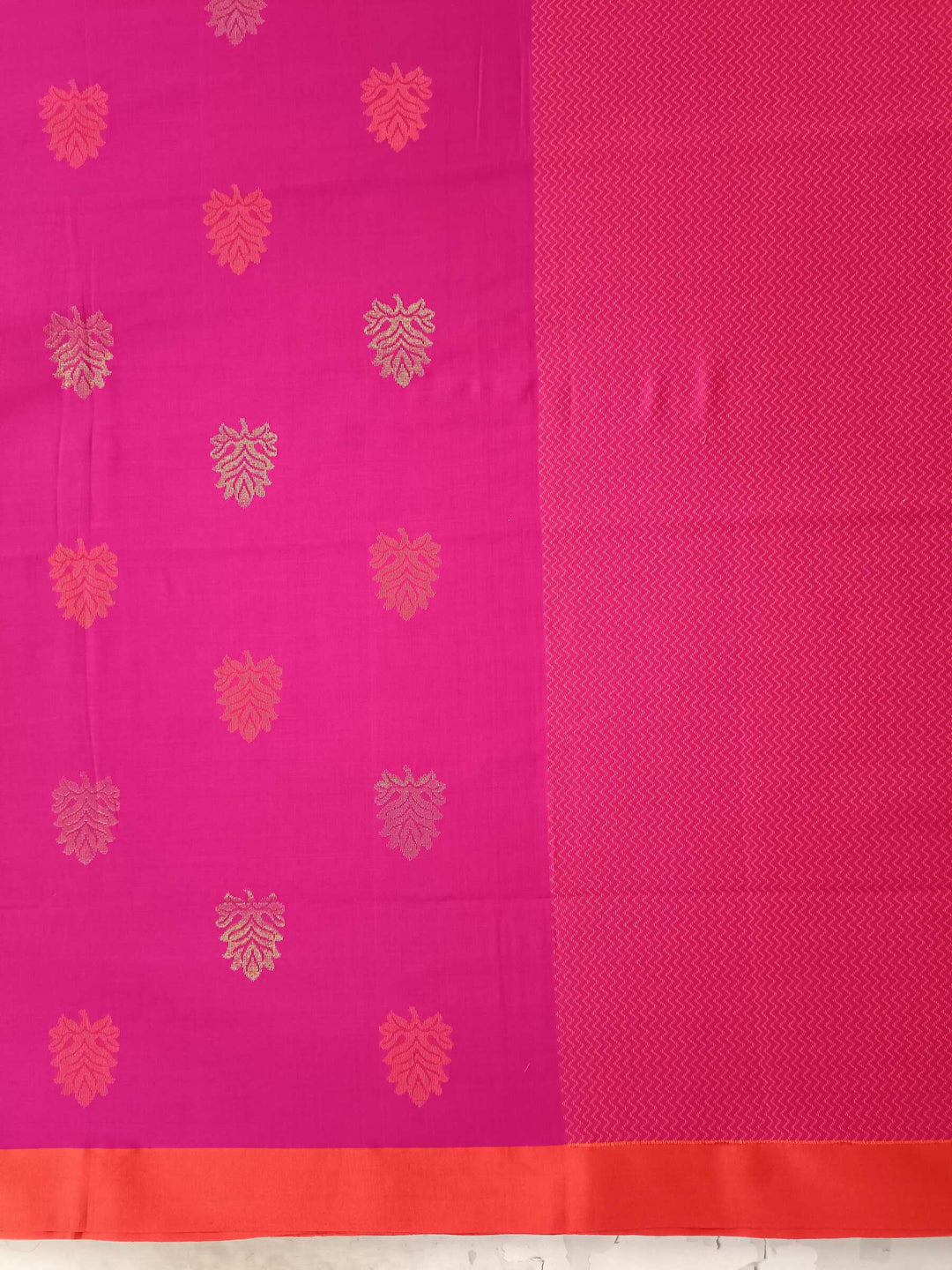 Deep Pink & Orange Soft Handloom Premium Cotton Saree Balaram Saha