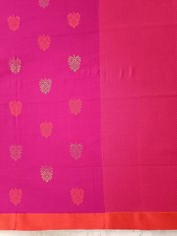 Deep Pink & Orange Soft Handloom Premium Cotton Saree Balaram Saha
