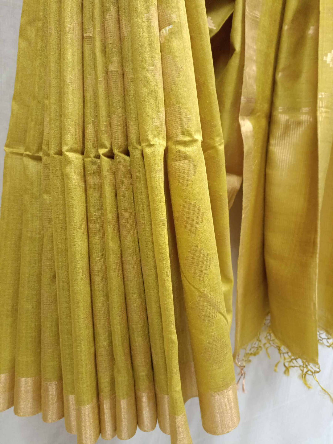 Mustard Yellow Soft Handloom Tussar Silk Saree Balaram Saha