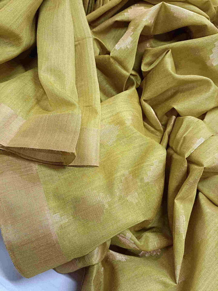Mustard Yellow Soft Handloom Tussar Silk Saree Balaram Saha