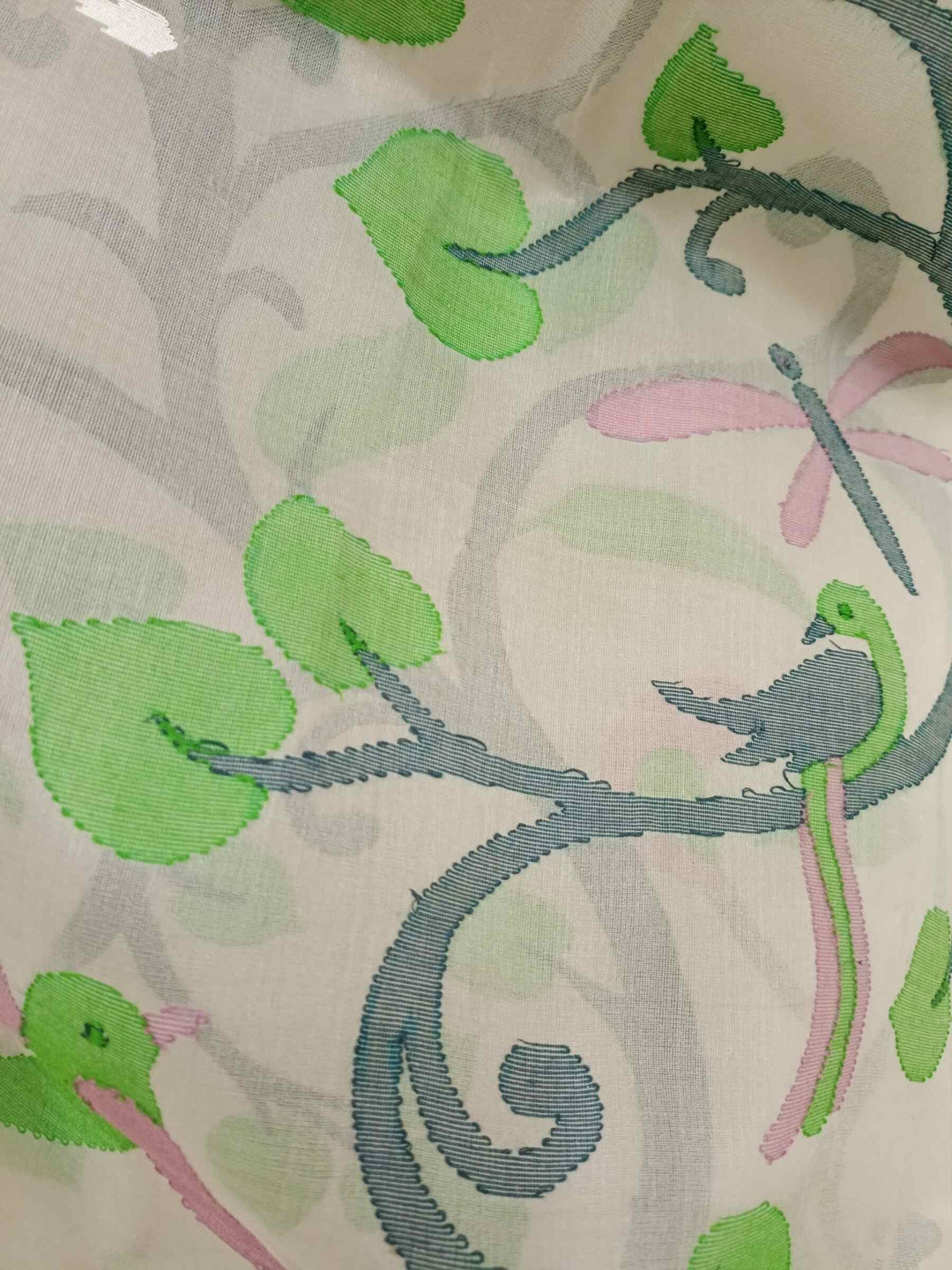 Off White Handloom Muslin Silk Handwoven Jamdani Saree Balaram Saha