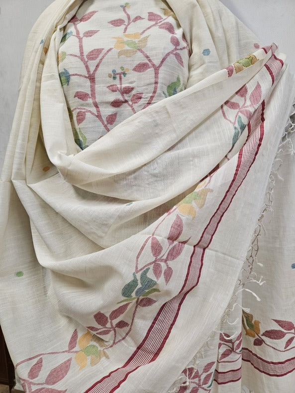 Off White & Multicolor Handwoven Cotton Jamdani Unstitched 2-Piece Set Balaram Saha   https://de.wikipedia.org/wiki/Wikipedia:Hauptseite