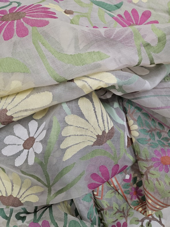 Off-White & Multicolor Sunflower Muslin Silk Jamdani Saree (muslin silk saree, jamdani saree, jamdani sarees, cotton jamdani saree, jamdani cotton saree, handloom cotton saree, balaram saha online, jamdani saree online, soft jamdani saree, muslin silk)   https://www.ca.gov/