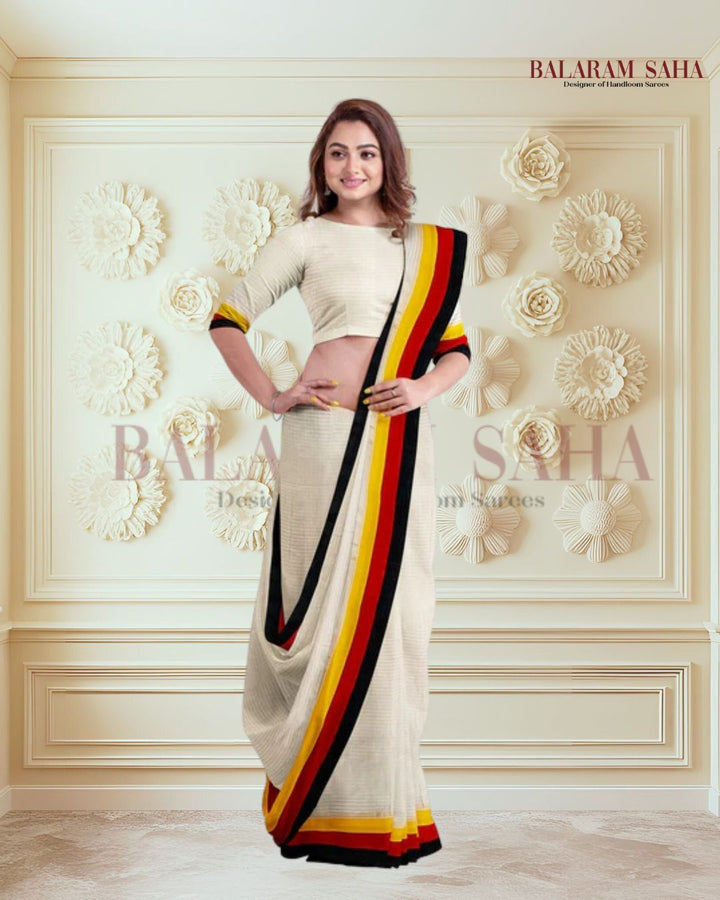 Off-White Premium Quality Handloom Soft Cotton Saree with Contrast Border by Balaram Saha - (handloom saree, cotton saree, handloom cotton saree, balaram saha online, handloom sarees, cotton handloom saree, bengal handloom sarees, pure cotton, cotton saree for women, cotton saree online)   https://www.oracle.com/