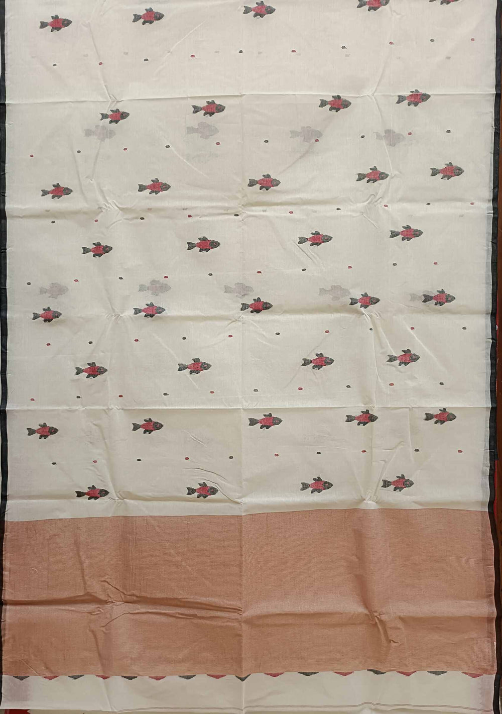 Off White & Black Handloom Tradition Dhakai jamdani Saree Balaram Saha