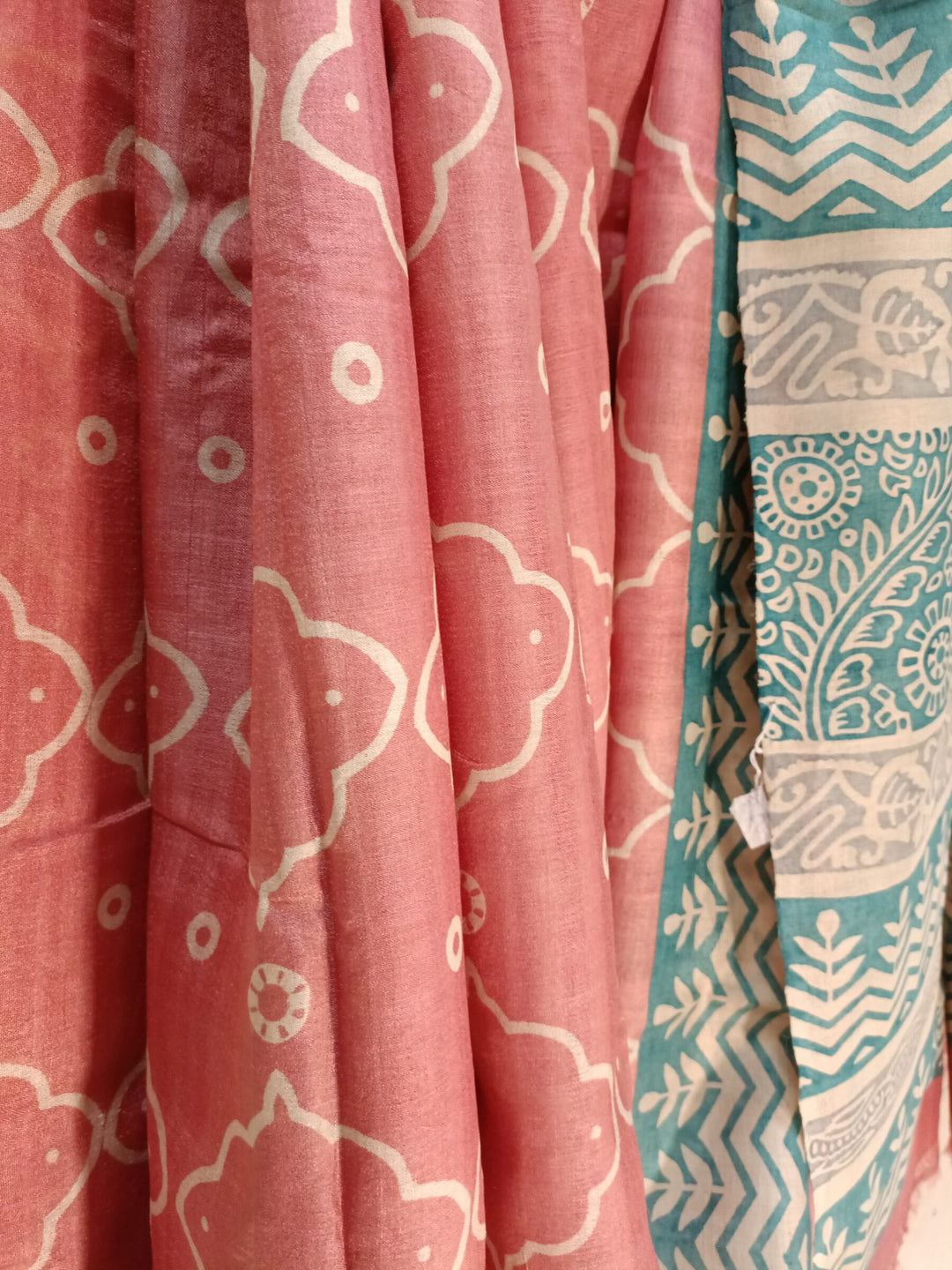 New Summer Vintage Peach Handloom Tussar Silk Block Print Saree By Balaram Saha (balaram saha, Kolkata Bengal Saree, handloom saree, handloom cotton saree, balaram saha online, balaram saha handloom saree store, handloom sarees, balaram saha handloom saree store photos, balaram saha handloom saree store, cotton handloom saree, bengal handloom sarees,tussar silk saree, tussar silk sarees, handloom tussar silk saree)