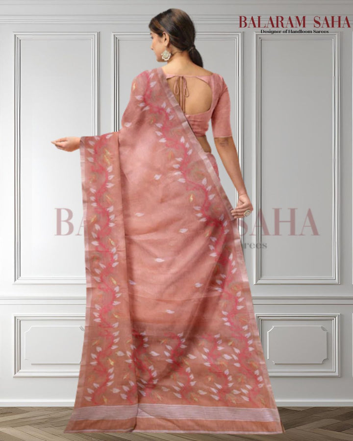 Peach Cotton Jamdani Saree from Balaram Saha - (dhakai jamdani saree, jamdani saree, jamdani sarees, cotton jamdani saree, jamdani cotton saree, handloom cotton saree, original dhakai jamdani saree, jamdani sarees, soft dhakai jamdani saree, white jamdani saree, jamdani saree Bangladesh, balaram saha, balaram saha handloom saree store, balaram saha saree, balaram saha online, balaram saha saree online, balaram saha gariahat ) www.disqus.com