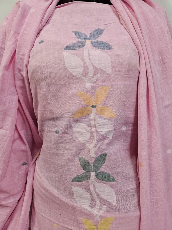 Pink Handwoven Cotton Jamdani Unstitched 2-Piece Kurta Set - A Balaram Saha Creation - (balaram saha online, Handloom Dupatta, Handwoven Jamdani, Handspun Cotton, jamdani dupatta, balaram saha dupatta, cotton jamdani dupatta, jamdani dupatta online, dhakai jamdani dupatta, dupatta collection, dupatta) https://www.hugedomains.com/
