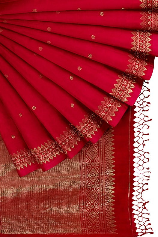 Red and Gold Zari Soft Handloom Cotton Banarasi Saree Balaram Saha   https://www.lemonde.fr/