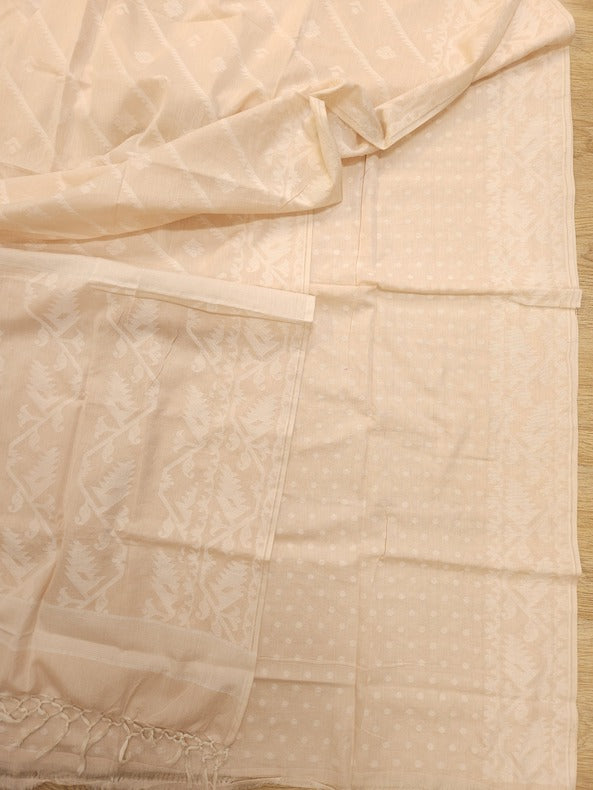 Cream  Soft Cotton 2 Piece Jamdani kurta & Dupatta Set Balaram Saha