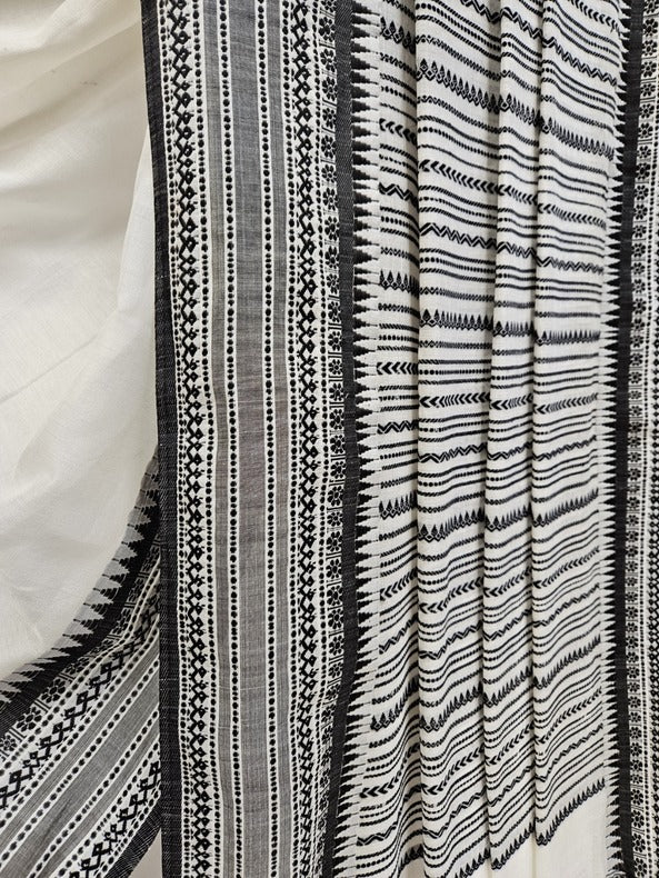The Balaram Saha Signature: White and Black Handloom Soft Cotton Saree - (handloom saree, cotton saree, handloom cotton saree, balaram saha online, handloom sarees, cotton handloom saree, bengal handloom sarees)    https://pt.wikipedia.org/wiki/Wikip%C3%A9dia:P%C3%A1gina_principal