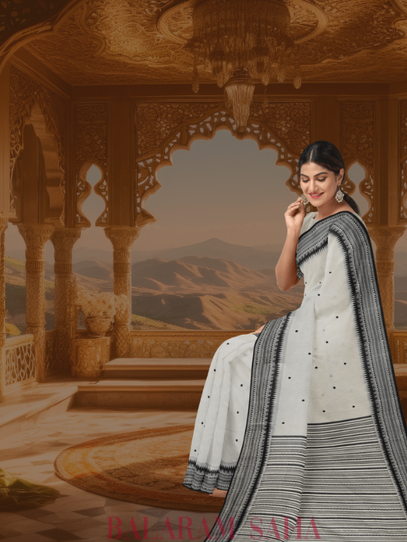 The Balaram Saha Signature: White and Black Handloom Soft Cotton Saree - (handloom saree, cotton saree, handloom cotton saree, balaram saha online, handloom sarees, cotton handloom saree, bengal handloom sarees)    https://www.adobe.com/