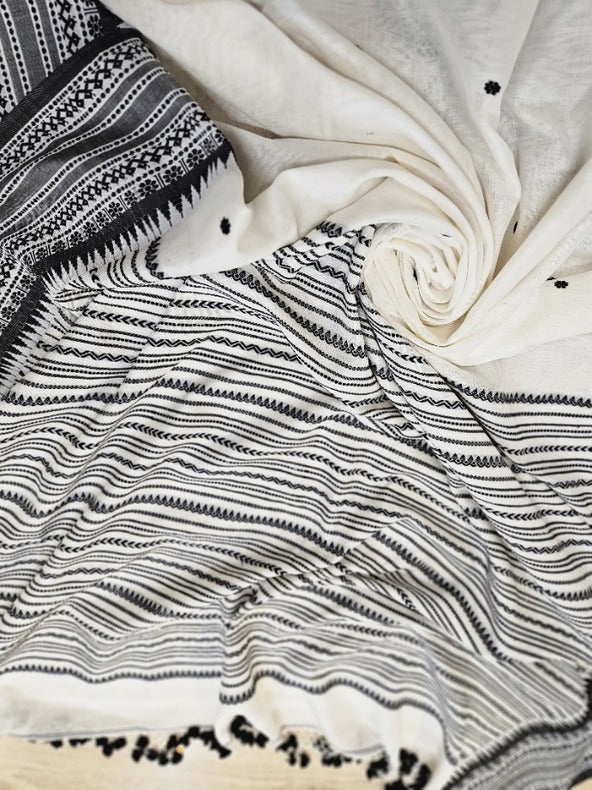 The Balaram Saha Signature: White and Black Handloom Soft Cotton Saree - (handloom saree, cotton saree, handloom cotton saree, balaram saha online, handloom sarees, cotton handloom saree, bengal handloom sarees)   https://european-union.europa.eu/index_en