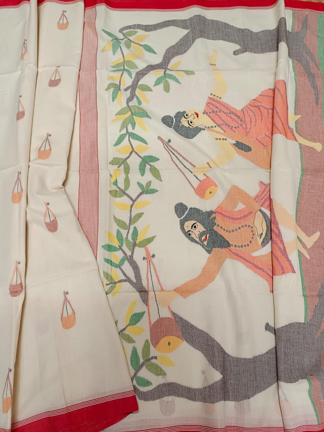 Handspun Handwoven Cotton Jamdani Saree - Traditional Elegance Balaram Saha